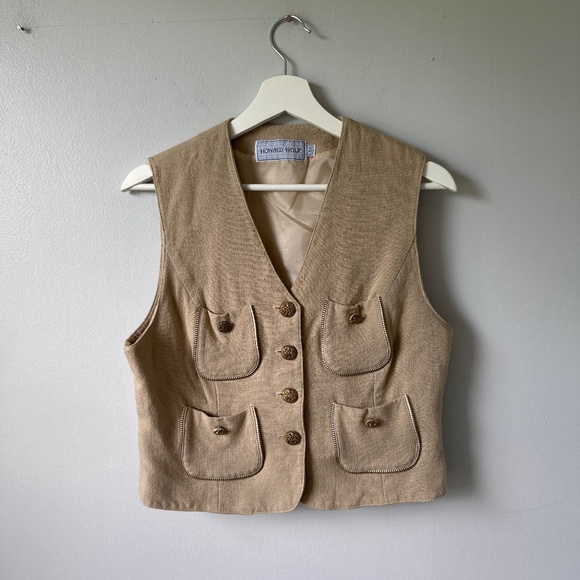Howard wolf Jackets & Blazers - vintage Howard wolf vest, metal button zipper embellishment